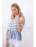 Blaue Bluse mit nackten Schultern für den täglichen Gebrauch MP28169 – Online-Shop – Boutique